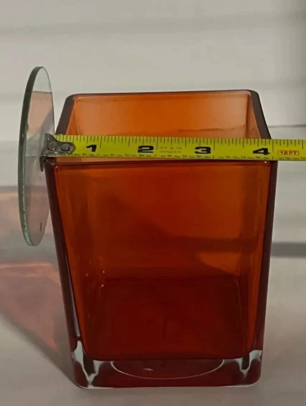 Decorative Orange Square Glass Cube Container Indoor Decor Candle Holder 4